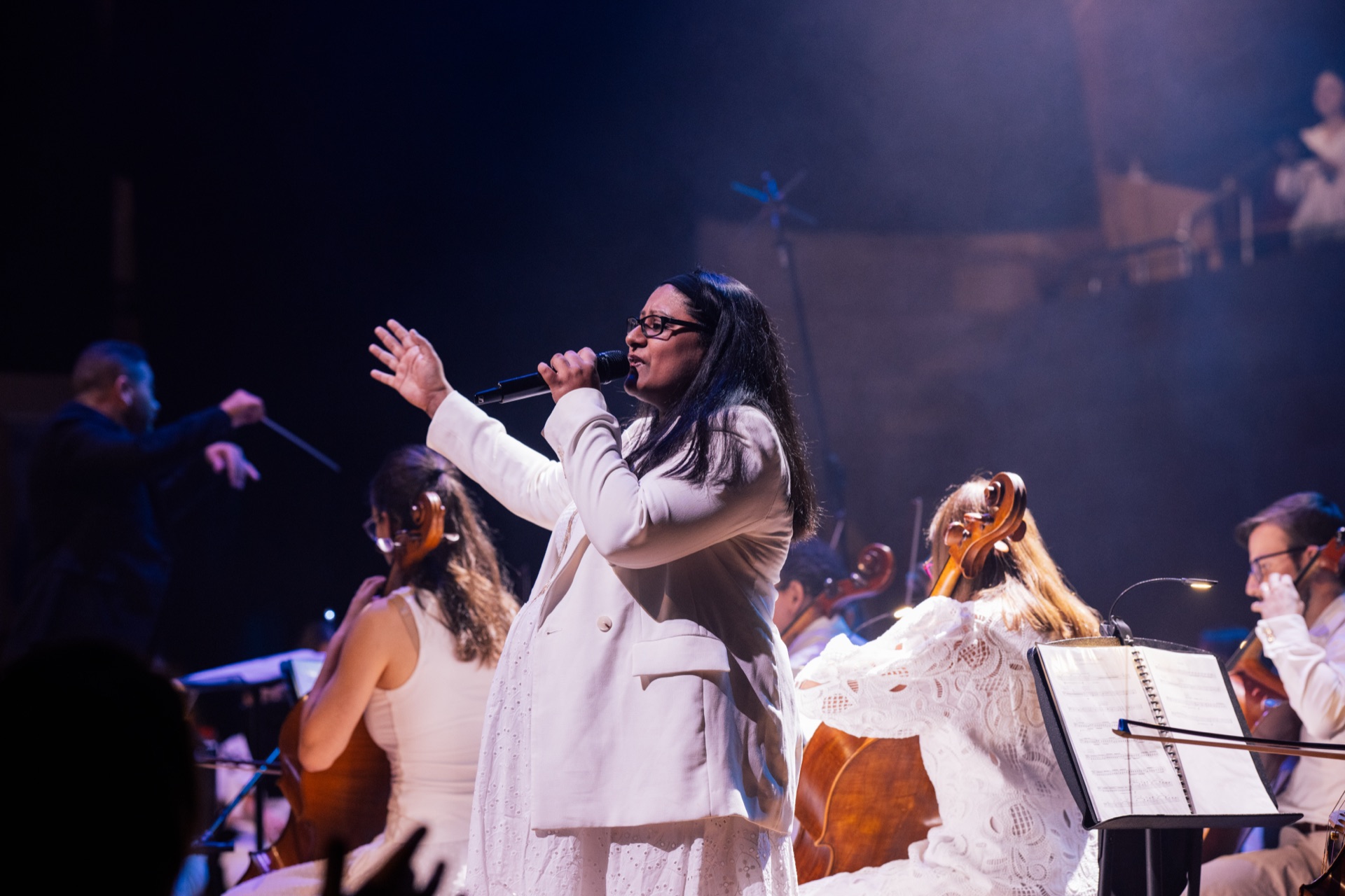 A vocalist performing with Australian Christian Arts