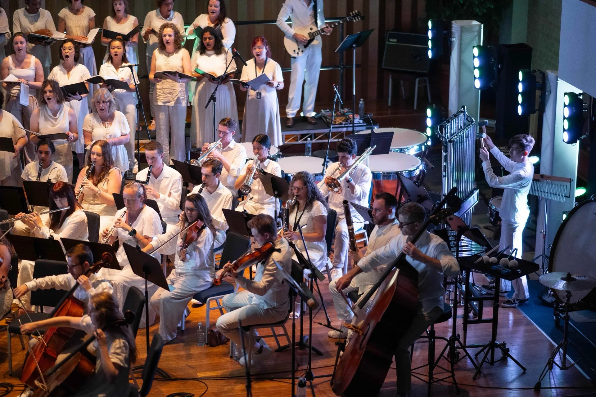 Audience enjoying the Messiah concert with full orchestral accompaniment