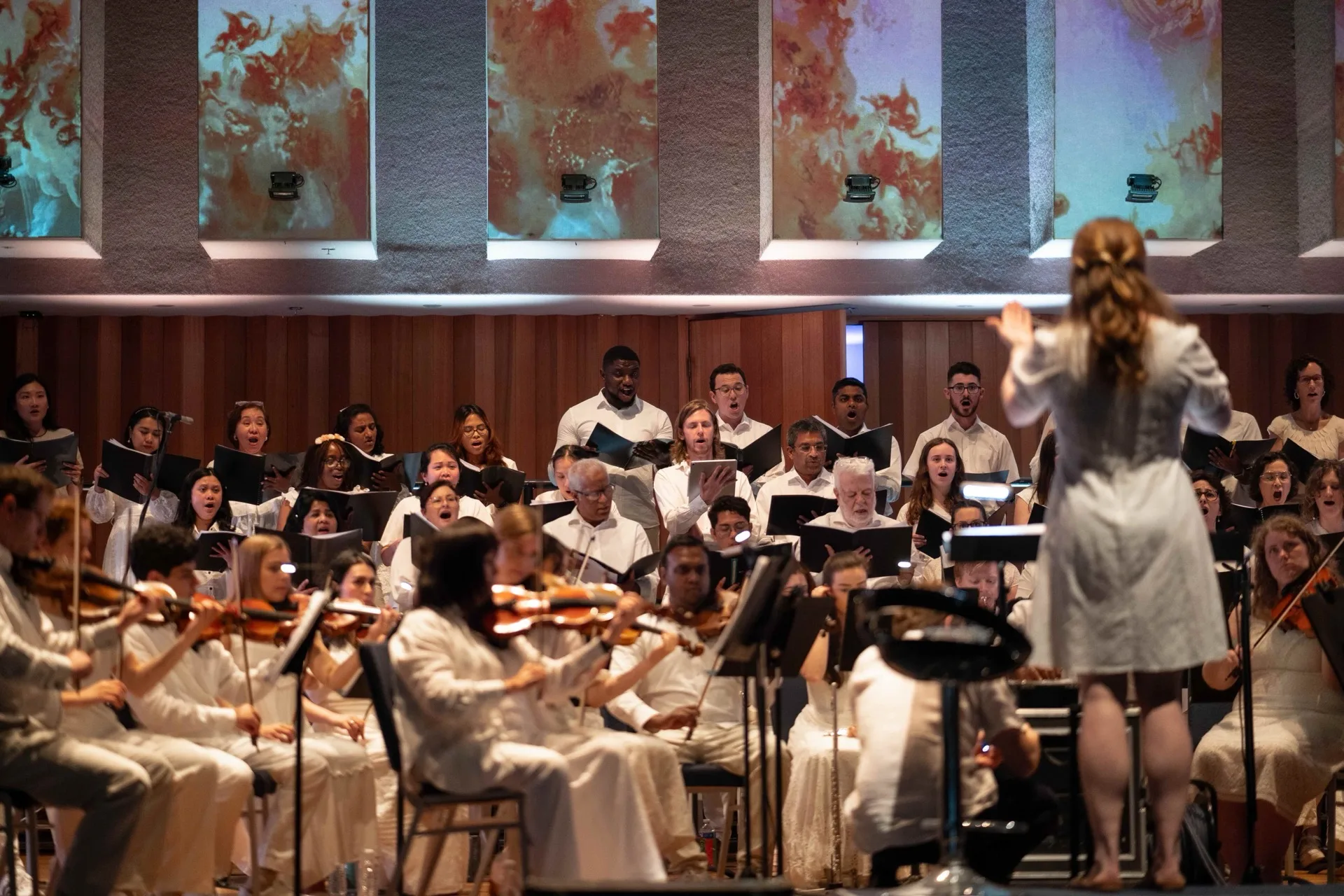 Choir and orchestra performing Handel's Messiah at a Sydney concert venue
